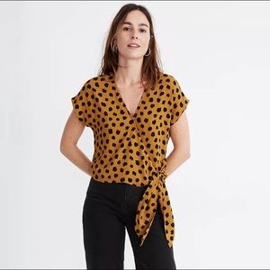 Madewell Sash-Tie Wrap Top in Painted Spots, XS